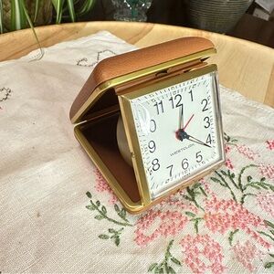⏰ Vintage Westclox Folding Travel Alarm Clock – Wind-Up, Faceted Glass Face